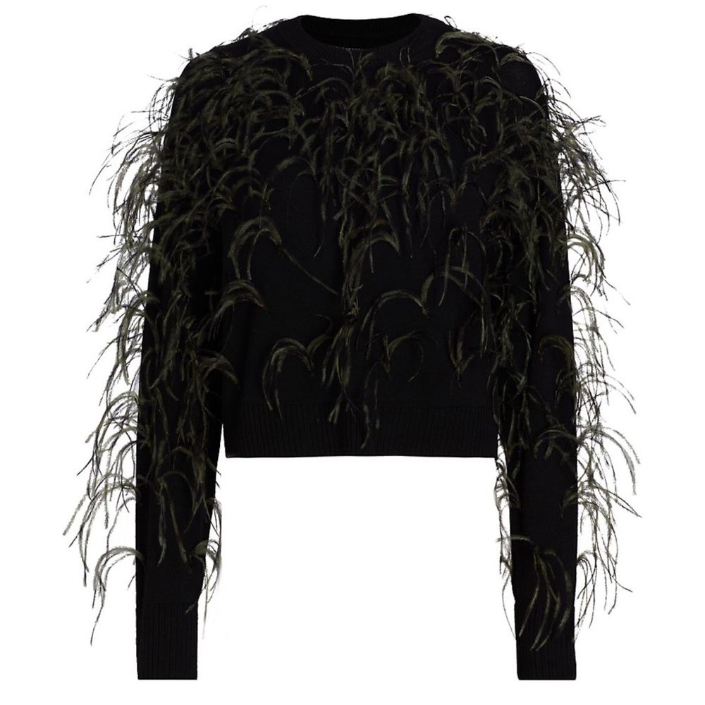 Tanya Taylor Lexia feather embellished sweater NWT